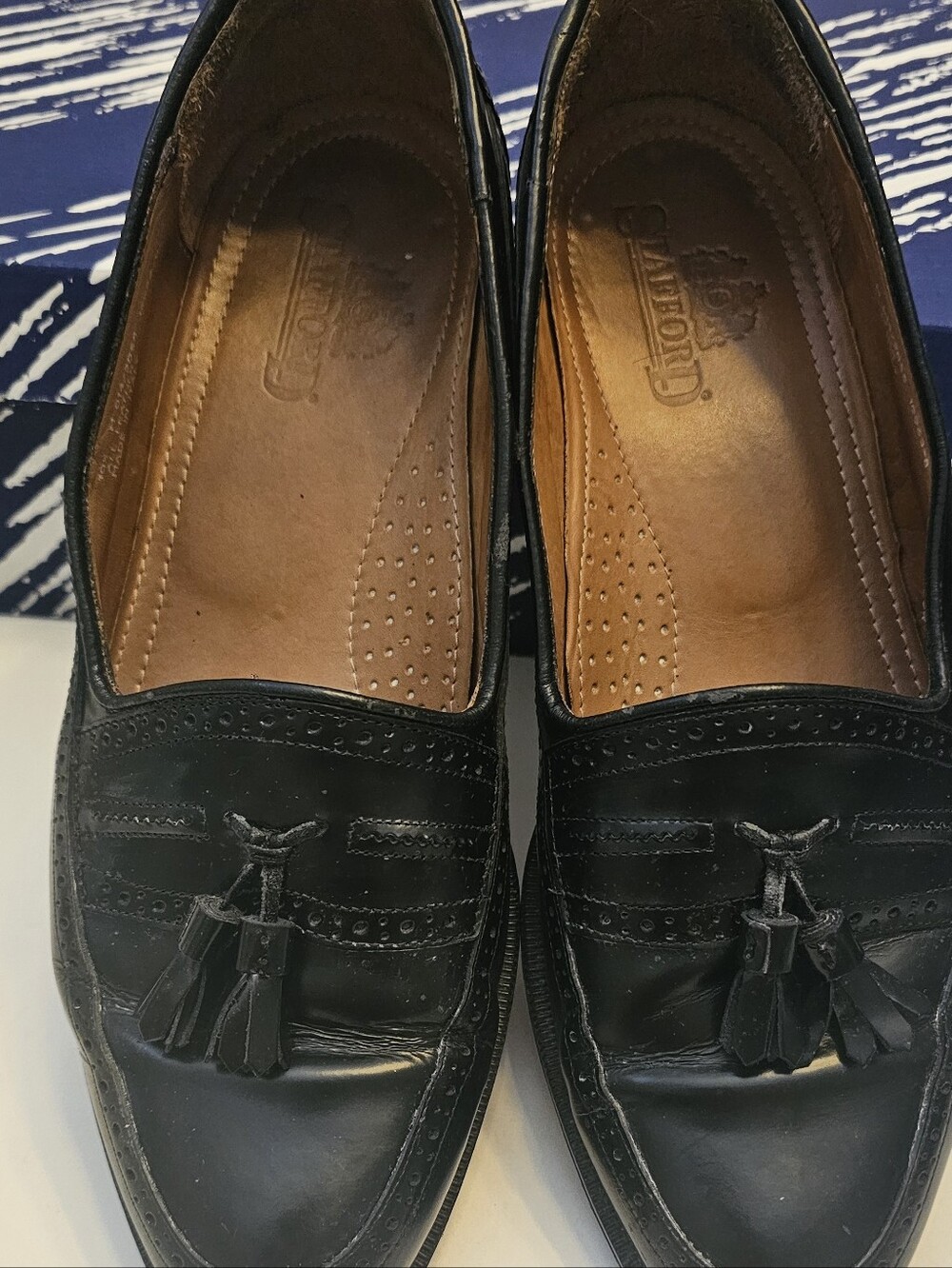 Stafford All Leather Italy Black Tassel Loafers - Men's 10.5 Slip On
